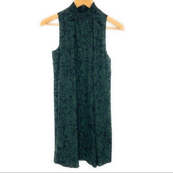 NWT 1State Modern Scrolls Sleeveless Shift Dress High Neck Halter Green - Picture 2 of 8
